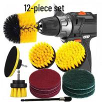 Electric Drill Brush Set for Home: Polishing, Kitchen, Bathroom, Floor, Car Cleaning Tool Yellow; 12-piece set