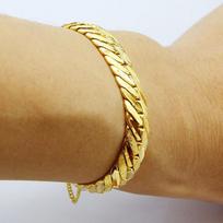 Wholesale 24k Gold Gp 12mm Width Men'S Bracelet / Bangle 19.5cm,Fashion Pure Gold Color Men Jewelry Bracelet Lower Price 20CM