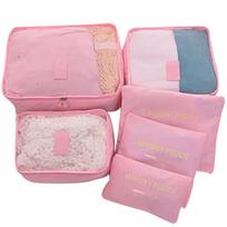 Clothing Underwear Shoes Storage Bag Luggage Bag Travel Bag Six-piece rožinė