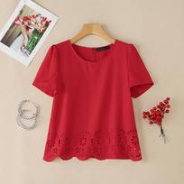 ZANZEA Womens Korean Style Lace Front Hollow-Out Casual Short Sleeve Blouse 5XL