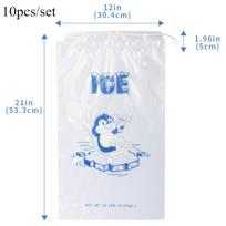 10pcs Portable Drawstring Ice Storage Bag Reusable PE Material Leakproof Cooler Bag for Outdoor Picnic Camping 53.3x30.4x5cm gryna