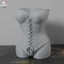 3D Printed Realistic Woman Waist-Cinching Vase Pen Holder - Desktop Decoration & Multi-Purpose Ornament pilka spalva