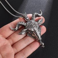 Retro Gothic Angel Goat Head Pendant Demon Eye Necklace Religious Alternative Punk Men's Jewelry Accessories