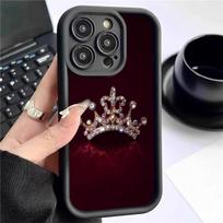 Gold Crown Ladder Groove Case for iPhone 14/15/16/17 ProMax - Red Background Galaxy A34 5G juoda