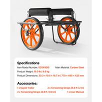 SucceBuy Kayak Cart 330 lbs Capacity Canoe Cart Dolly with 15in Solid Rubber Tires & Kickstand Assembles&Disassembles for Kayaks