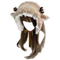 Lovely Reindeer Themed Warm Ear Cover Neck Warmer Scarf With Ruffled Design For Children Holiday Parties