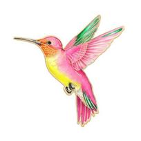 Hummingbird Badge Hard Enamel Rubber Backing Pin Jackets Backpacks Hats Lapel Brooch Nature Accessory raudona