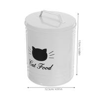 Airtight Pet Food Storage Container Iron Metal Dog Cat Food Bin Treat Jar Sealed Freshness Keeper Decorative Kitchen Counter balta
