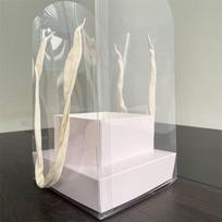 5/10pcs Large Transparent Flowers Packaging Box Tote Bag Art Flower Arrangement Box Plastic/Paper Flower Gift Boxes with Cutouts 5PCS&16x16x24CM rožinė
