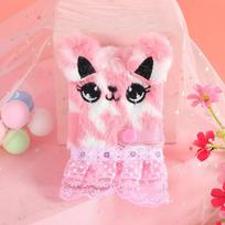 Mielas Katės Princesės pliušinis sąsiuvinis su Kawaii pakabuku pink