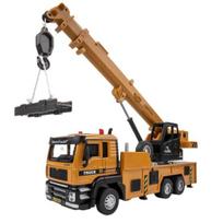Vaikų inžinerinis sunkvežimio žaislas su šviesos ir garso efektu, lankstus ilgos rankos ištraukiamas diržas, imituojantis kėlimo krano sunkvežimio modelis, mini lydinys geltona