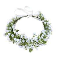 Bridal Headband Artificial Flower Decor Lace-up Design Hair Hoop Minimalist Wedding Party Hair Accessory