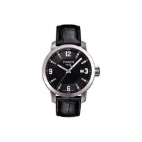 Tissot Sport Series Quartz Movement Classic Mens Watch Men watches Black Steel Leather T055.410.16.057.00 Black Dial