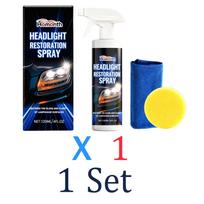 Headlight Restoration Spray 120ml Instant Shine Restorer Car Lens Cleaner Polish Kit with Sponge Towel 3 in 1 Set Drive safe
