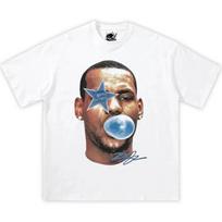 Lebron James Mėlynas dėžutės formos medvilninis marškinėlis su kramtomosios gumos tema, y2k XXXL