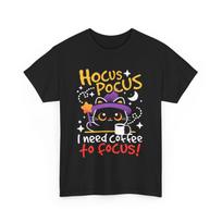 Black Cat T-Shirt | Hocus Pocus Coffee Spell Shirt | I Need Coffee To Focus! XL