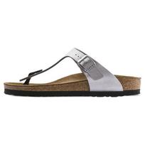 Birkenstock Soft Comfortable Round Toe Thick Sole Metal Buckle Non-Slip Flip Flops Women Footwear Silver 0043853 36