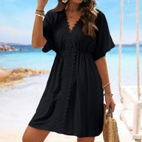 Ice Silk Lace Patchwork Bikini With Beach Dress L