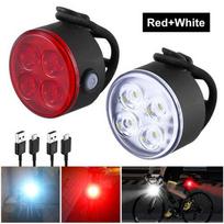 USB Rechargeable LED Mountain Bike Headlight Taillight Fog Light Set-Super Bright ABS IPx4 Waterproof 400LM 4 Modes Night Riding 400LM&Frame