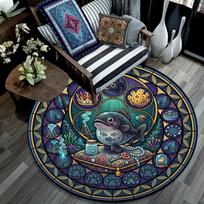 Underwater Kingdom Round Area Rug Under Office Chairs Bedroom Living Room Home Decor 80cm x 80cm
