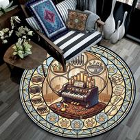 Musical Instruments Symphony Round Area Rug Under Office Chairs Bedroom Living Room Home Decor 80cm x 80cm