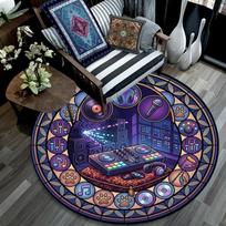 Music DJ Culture Round Area Rug Under Office Chairs Bedroom Living Room Home Decor 80cm x 80cm