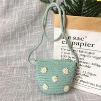 Kids Straw Shoulder Bag - Cute Handbag Purse for Girls and Toddlers One Size žalia