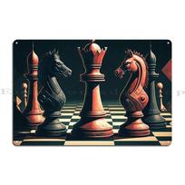 Game Chess Neon Metal Plaque Poster Home Rusty Create Garage Custom Tin Sign Poster 20x30cm（7.8x11.8inch）