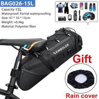 NEWBOLER 18L Bike Saddle Bag Waterproof MTB Road Bicycle Large Capacity Cycling Bag Foldabe Tail Rear Bag Trunk Accessories 15L-Rain Cover