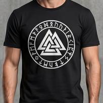 Valknut Runes Men T Shirt Odin Symbol Norse Mythology Viking Tees S juoda