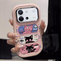 Full Coverage Phone Case Vivo S60 With Cute Cartoon Cat Design Pink Blue Color Women Teens Daily Use vivo S60
