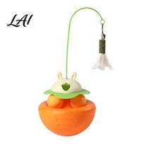 Wobbling Cat Toy Interactive Toy Feather with Catnip Wobble Self-Entertainment Track Ball for Indoor Cats Catnip Rabbit oranžinė