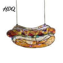Transparent Acrylic Art Hot Dog Stained Glass Suncatcher Colorful Retro Window Hanging Ornament with Suncatchers Metal Chain Rainbow Prism Decor for