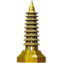 Brass Eight Trigrams Wen Chang Pagoda Feng Shui Statue – Chinese Academic Success & Wisdom Figurine for Entryway, Home Office Desk or Shelf Decor, Medium
