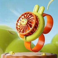 Kids Wearable Mini Fan USB Rechargeable Cartoon Watch Design 3 Speeds Handheld Fan with Soft Silicone Blades Safe For Toddlers