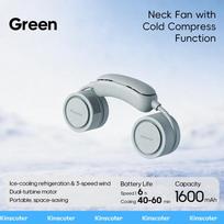 Portable Personal Sports Neck Fan 3-speed Wind with Cold Compress Function 800mAh*2 Mini Cooling Electric Fan for Outdoor Travel žalia
