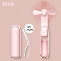 Portable Fan Mini Handheld Fan 2000mAh USB Rechargeable with Handy Power Bank Small Hand Held Foldable Pocket Fan for Travel rožinė