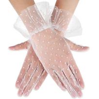 Lotus Leaf Full Finger Driving Cycling Women Lace Gloves Polka Dot Gloves Korean Style Lace Gloves