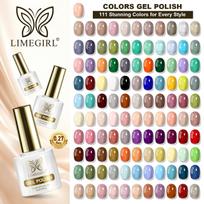 LIMEGIRL 111 spalvų gelinio lako rinkinys, nuimamas tirpikliu, UV LED nagų gelis, 8 ml, aukšto blizgesio, salono kokybės Primer