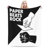 Paper Beats Rock Meme Humor Retro Gaming Style Blanket Quality Super Soft Bedding Throws Winter Couch Bed Fashion Bedspread Size: 75*100cm, Weight: 230 GSM