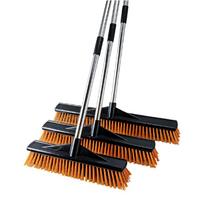 Tvirtas 40/50/60 cm teleskopinis šepetys su standiais šereliais lauko grindų valymo šepetys terasai, deniui, sodui, betonui, garažui valyti M black