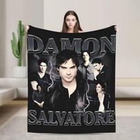 The Vampire Diaries Damon Salvatore Horror Blanket Airplane Travel Flannel Throw Blanket For Outdoor Warm Soft Design Quality Size: 75*100cm, Weight: 230 GSM