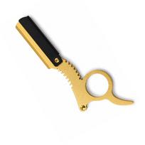 Fortive Straight Compact Barber Razor for Men, Stainless Steel | Rust-Free Shaving | Travel Razor with Finger Ring Grip & Adjustable Screw | Free B