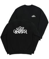 Graver [Unisex] Wave Logo Flower Sweatshirt_Black Black_White Logo/S