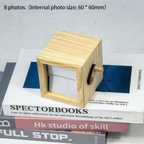 Mini Luminous Hand Cranked Photo Flipper Frame 8/16 Photos Rotating Wooden Box Photocards Holder Desk Decoration Festival Gifts