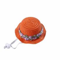 Lace Trim Cat Sun Hat Adjustable Dog Fisherman Hat Pastoral Style Pet Straw Hat  Sun Protection