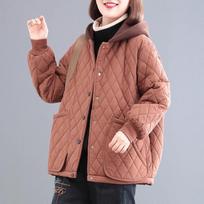 Women's Diamond Quilt Hooded Parka M plytų raudona spalva