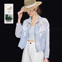 Women's Tencel Blend Lace Embroidered Sun Cardigan M