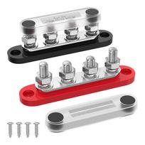 DaierTek Bus Bar 12V 150A Mini Power Distribution Block with Cover 4 x 5/16  Posts for Marine Automotive Solar Systems