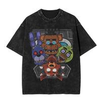FNAF Pas Fredį Išskalbti Streetwear Hip Hop Naujoviški Marškinėliai T-shirts Vyrams Moterims Medvilniniai Oversize Minkšti Patogūs Trumpomis Rankovėmis S įvairiaspalvis
